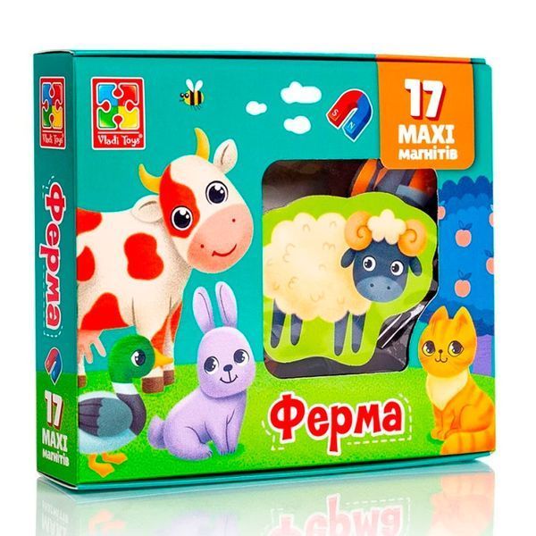 Дитячий набір магнітів Vladi Toys Ферма VT 3106-24, 17 елементів 192331 фото &mdash; Кузя