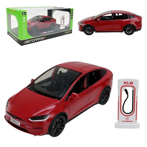 Колекційна машинка із зарядною станцією Автопром Tesla Х AP7712, 5 кольорів 186856 фото &mdash; Кузя