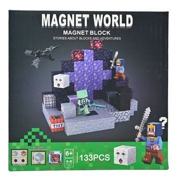 Магнітний конструктор Magnet World S001-5 LED з підсвічуванням, 133 деталі 192989 фото &mdash; Кузя