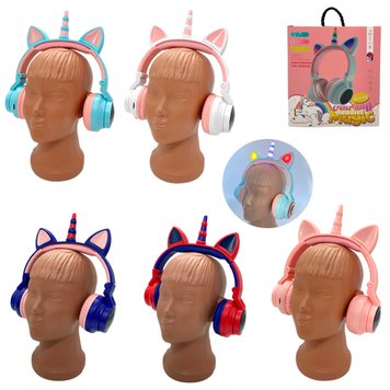 Дитячі складані навушники з підсвічуванням "Єдиноріг" C 57878, 5 кольорів 161664 фото