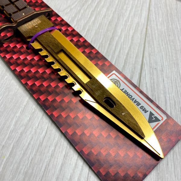 Деревянный игрушечный нож SO-2 "M-9 Bayonet" Gold 152491 фото &mdash; Кузя