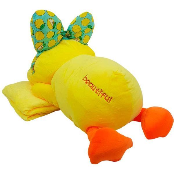 Мягкая игрушка с пледом 3 в 1 "Уточка с бантиком" L1126, 60 см 134663 фото &mdash; Кузя