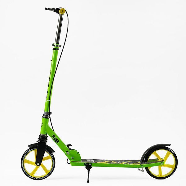 Двухколесный самокат Best Scooter Flash FL-20085 с ручным тормозом и амортизатором, салатовый 191053 фото &mdash; Кузя