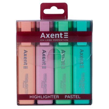 Набір текстових маркерів Axent Pastel 2537-80-A, 4 кольори, 1-5 мм 193906 фото &mdash; Кузя