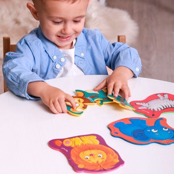 Мягкие беби-пазлы Детеныши Зоопарк 4 картинки Vladi Toys VT1106-88 192336 фото &mdash; Кузя