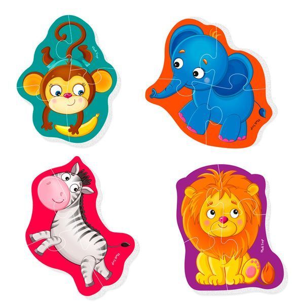 Мягкие беби-пазлы Детеныши Зоопарк 4 картинки Vladi Toys VT1106-88 192336 фото &mdash; Кузя