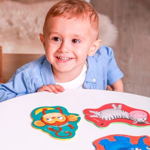 Мягкие беби-пазлы Детеныши Зоопарк 4 картинки Vladi Toys VT1106-88 192336 фото &mdash; Кузя