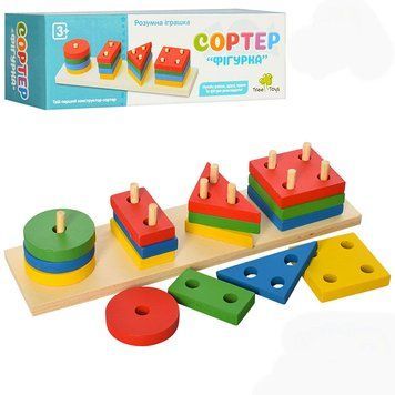 Деревянный геометрический сортер-пирамидка Фигурка Tree Toys MD 0715 с 16 фигурами 196090 фото &mdash; Кузя