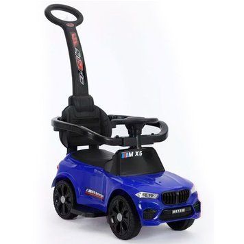 Машинка-толокар Joy M-30947 с родительской ручкой, бампером и музыкальной панелью, синяя 192972 фото &mdash; Кузя