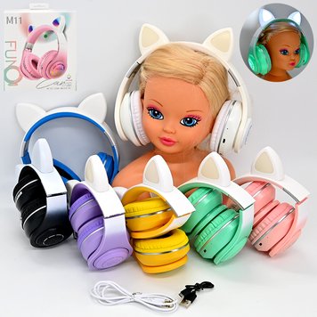 Бездротові дитячі навушники з підсвіткою USB "Котик" C 64092, мікс кольорів 170440 фото