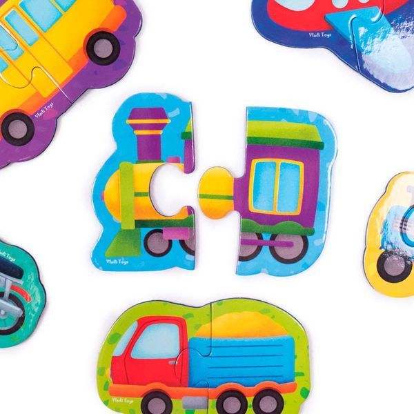Детские магнитные пазлы Транспорт 6 картинок Vladi Toys VT1733-02 192337 фото &mdash; Кузя