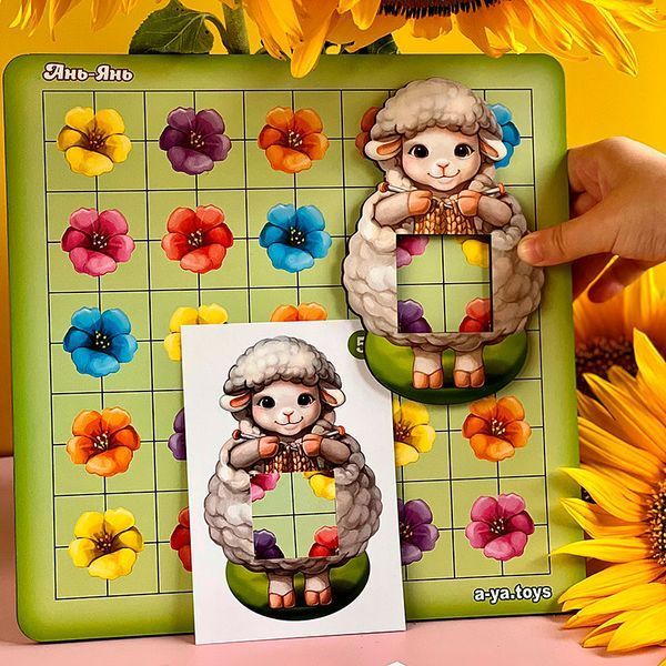 Деревянная развивающая игра с карточками Овечка на поляне ПСФ096 185430 фото &mdash; Кузя