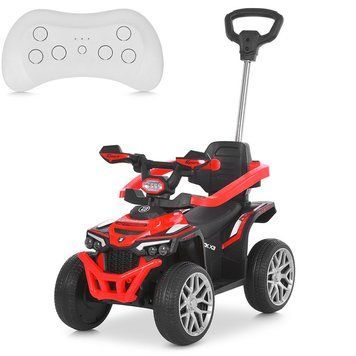 Квадроцикл-толокар 3в1 Bambi Racer M 6275EBLR-3 с родительской ручкой и пультом управления, красный