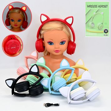 Дитячі бездротові навушники з підсвічуванням "Котик" C 64887, мікс кольорів 172431 фото