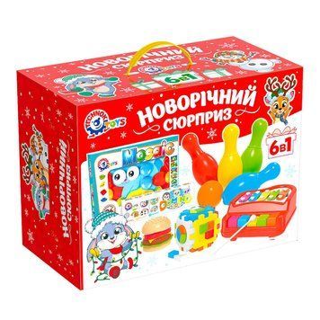 Новогодний игровой бокс с игрушками 6в1"Технок" 8829 158195 фото &mdash; Кузя