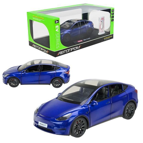 Коллекционная машинка с зарядной станцией "Tesla" AP7711 "Автопром", 5 цветов 180015 фото &mdash; Кузя