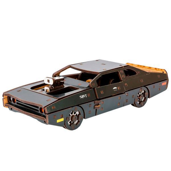 Дерев&rsquo;яний 3D конструктор Fast Furious PuzzleOk Puz-62519, чорний маслкар, 125 деталей 191162 фото &mdash; Кузя