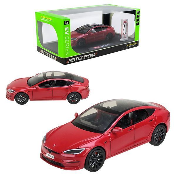 Коллекционная машинка с зарядной станцией "Tesla" AP7713 "Автопром", 5 цветов 180016 фото &mdash; Кузя