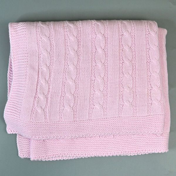 Плед вязаный для новорожденных Baby F 100 x 80 см арт. 60036, розовый 191266 фото &mdash; Кузя