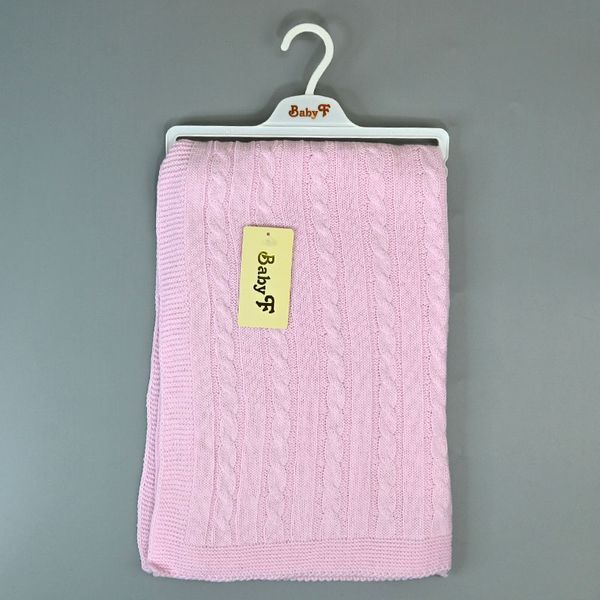 Плед вязаный для новорожденных Baby F 100 x 80 см арт. 60036, розовый 191266 фото &mdash; Кузя