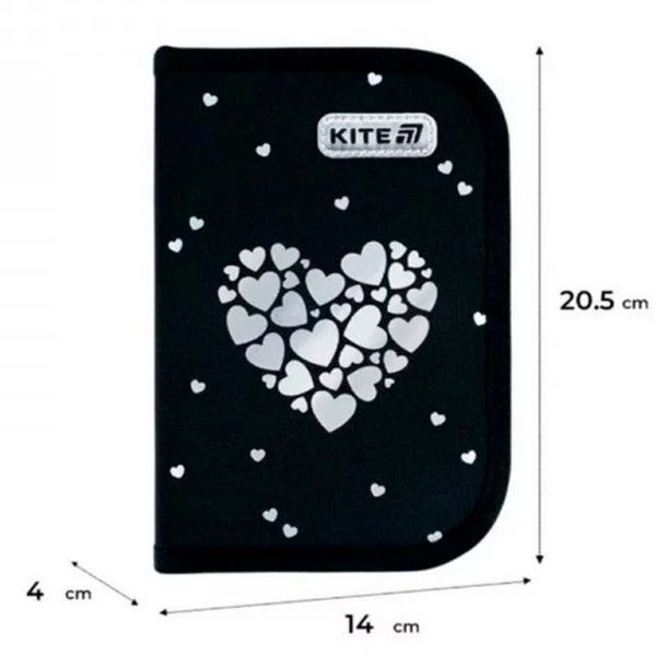 Шкільний пенал Kite K26-622-5 BlackSilver без наповнення 1 відділення з 2 відворотами 193597 фото &mdash; Кузя
