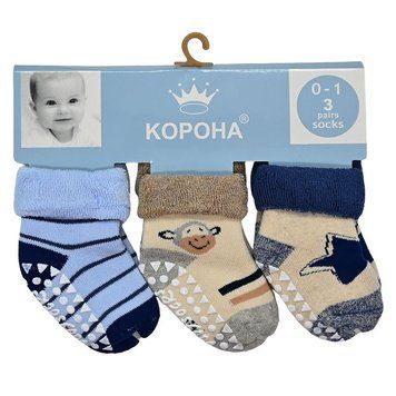 Носочки детские махровые для мальчика на 1-3 года, с тормозами "Корона" 435-5 187773 фото &mdash; Кузя