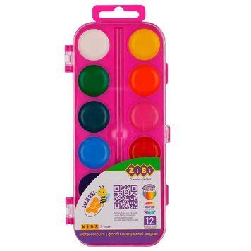 Краски акварельные медовые ZiBi 6544-10 KIDS Line, 12 цветов без кисточки 190719 фото &mdash; Кузя