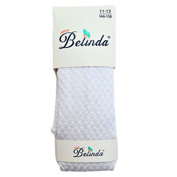 Колготы детские для девочки 11-13 лет, "Belinda" ажурные, белые 177854 фото &mdash; Кузя