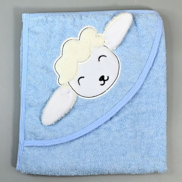 Полотенце-уголок махровое с капюшоном Babyshez 80 x 75 см арт. SB 310, голубое 191226 фото &mdash; Кузя