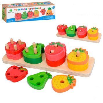 Дерев'яна геометрика Фруктова пірамідка Tree Toys MD 0269, 16 деталей 196222 фото &mdash; Кузя
