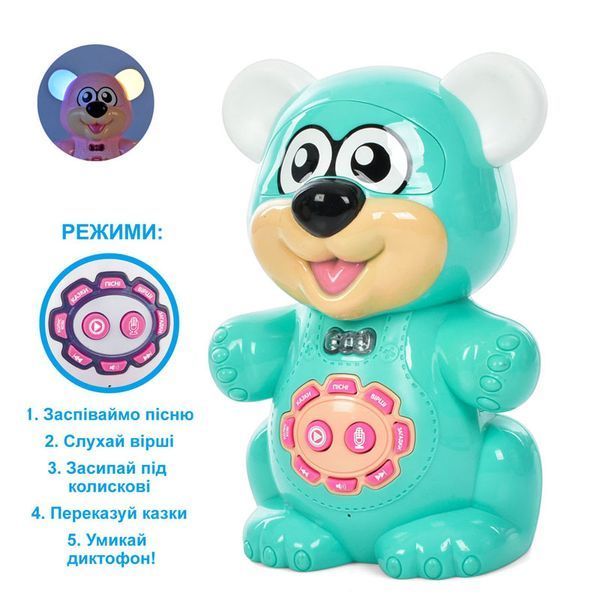 Музыкальная игрушка "Говорящий Мишка" с сенсором и подсветкой FT 0041, 2 цвета 160992 фото &mdash; Кузя