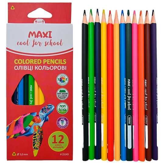 Купити Олівці кольорові тригранні Maxi MX15143, 12 кольорів