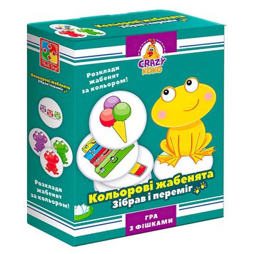 Детская настольная игра "Crazy Koko. Цветные лягушата" Vladi VT 8025-06, укр. 175386 фото — Кузя