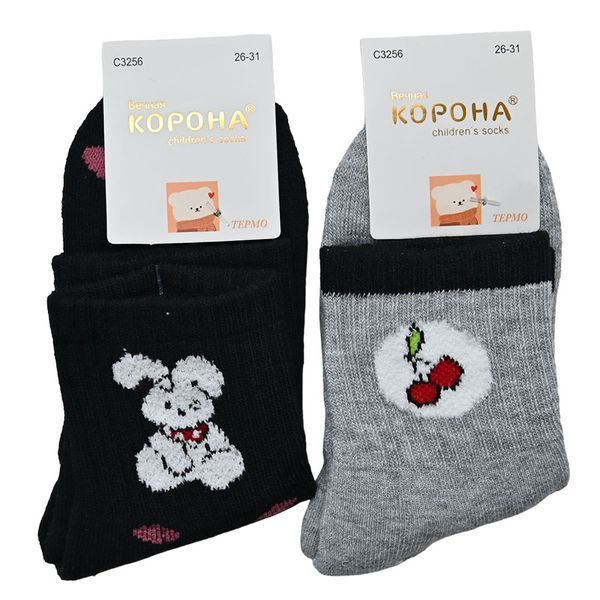 Шкарпетки дитячі махрові для дівчинки р 26-31 з малюнком Корона C 3256 187776 фото &mdash; Кузя
