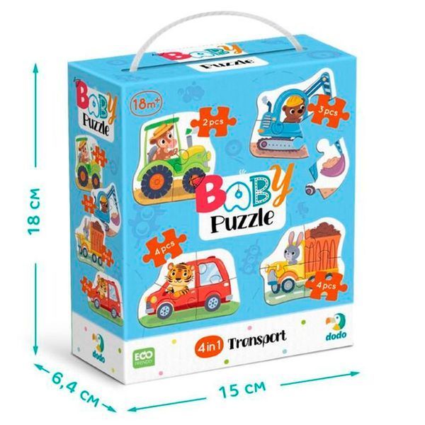 Пазли для малюків 4в1 Транспорт Baby puzzle Dodo 300685 188530 фото &mdash; Кузя