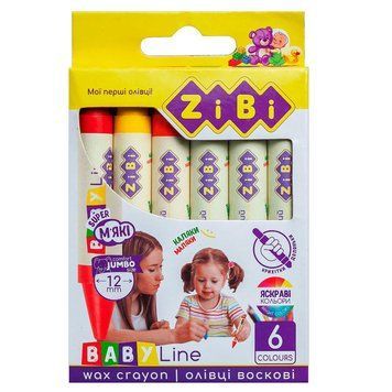 Олівці воскові ZiBi Baby Line Super Jumbo ZB2484, 6 кольорів 175874 фото &mdash; Кузя