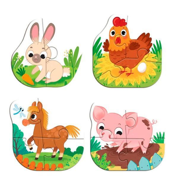 Детские крупные пазлы Животные фермы 4в1 Baby puzzle Dodo 300686 188529 фото &mdash; Кузя