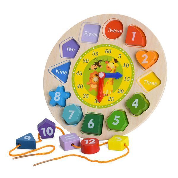 Дерев'яна іграшка-годинник 3в1 Tree Toys MD 0767 зі шнурівкою та рамкою-вкладишем 196092 фото &mdash; Кузя