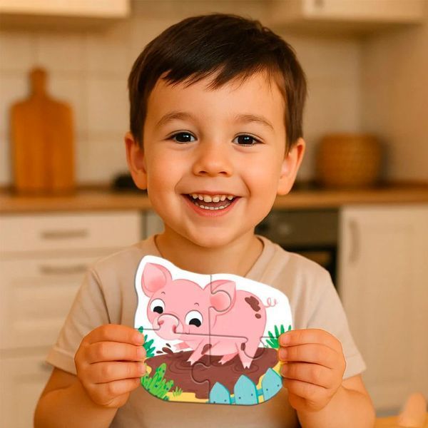 Детские крупные пазлы Животные фермы 4в1 Baby puzzle Dodo 300686 188529 фото &mdash; Кузя