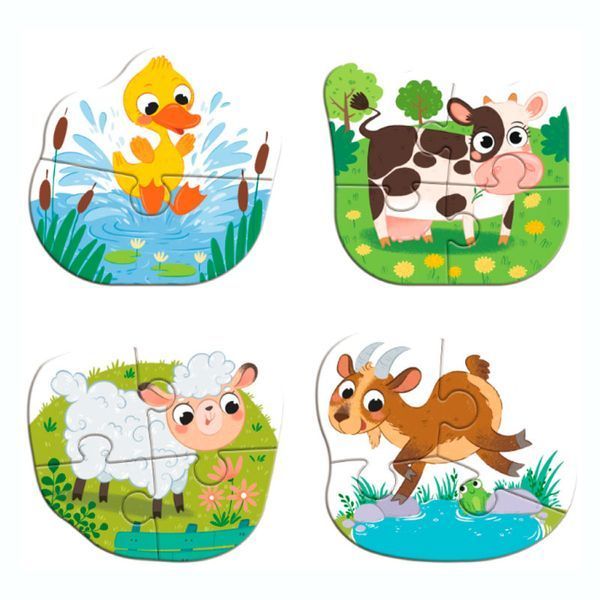 Пазли для малюків 4в1 День на фермі Baby puzzle Dodo 300687 188531 фото &mdash; Кузя