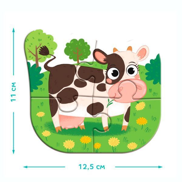 Пазли для малюків 4в1 День на фермі Baby puzzle Dodo 300687 188531 фото &mdash; Кузя
