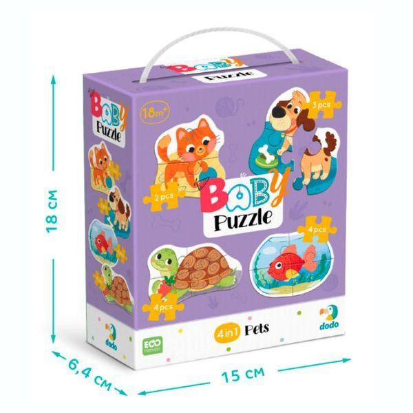Пазлы для малышей Домашние питомцы 4в1 Baby puzzle Dodo 300688 188537 фото &mdash; Кузя