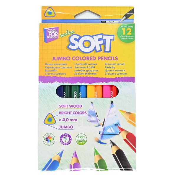 Цветные профессиональные карандаши "Jumbo Softy" Color for School № CF15136, 12 цв. 175997 фото — Кузя