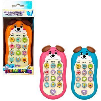 Музичний дитячий телефон Собачка WToys 61618 з українським озвучуванням, 3 кольори 193894 фото &mdash; Кузя