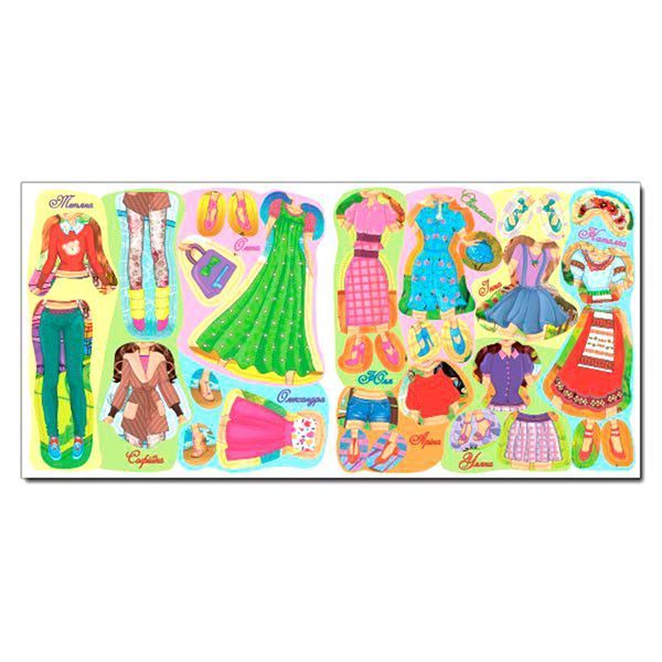 Книга с наклейками "Одягни ляльку. Яскраві наліпки" зеленая 96752 фото &mdash; Кузя