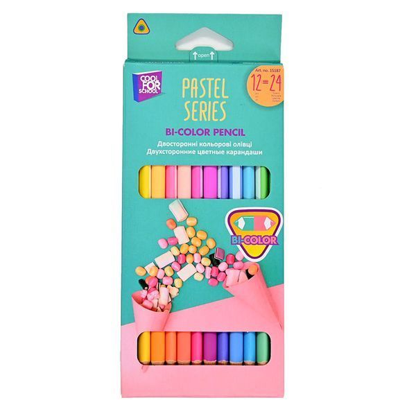 Набор цветных двухсторонних карандашей "Pastel", 12 шт., 24 цвета 162759 фото &mdash; Кузя