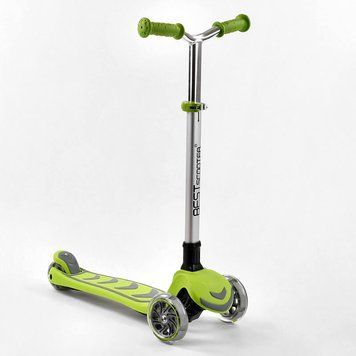 Трехколесный складной самокат Best Scooter Y-00436 со светящимися колесами, салатовый 191049 фото &mdash; Кузя