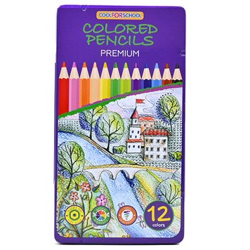 Цветные трехгранные карандаши "Premium" Color for School № CF15172, 12 цв. 176007 фото — Кузя