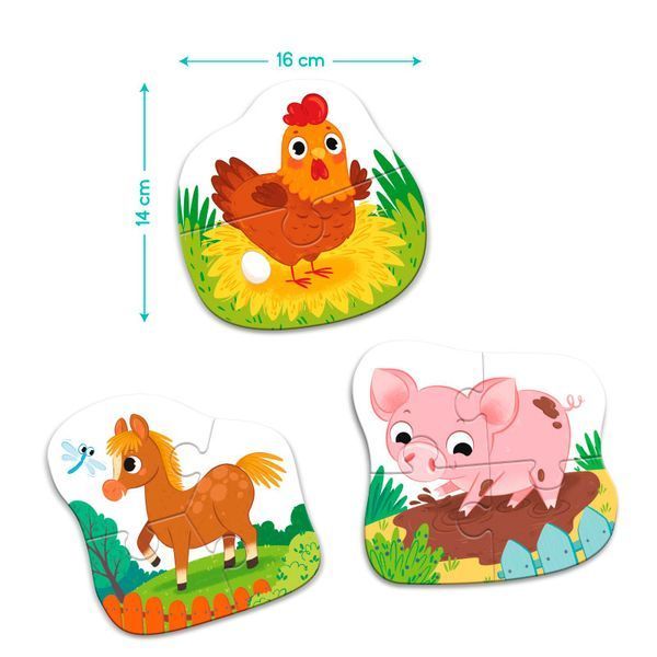 Детские пазлы с крупными деталями 3в1 "День на ферме" Dodo 300394 161601 фото &mdash; Кузя