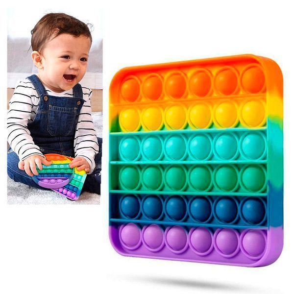 Игрушка антистресс "Pop It", Радужный квадрат 141883 фото &mdash; Кузя